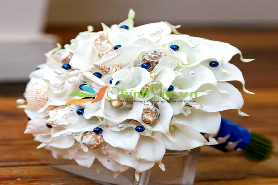 Hoa Cưới Cầm Tay Vỏ Sò Ốc CALLA LILY