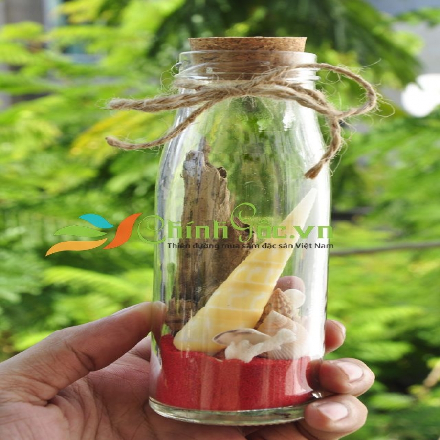 LỌ THỦY TINH CÁT & VỎ ỐC ĐỨNG (15×5) MB155_09